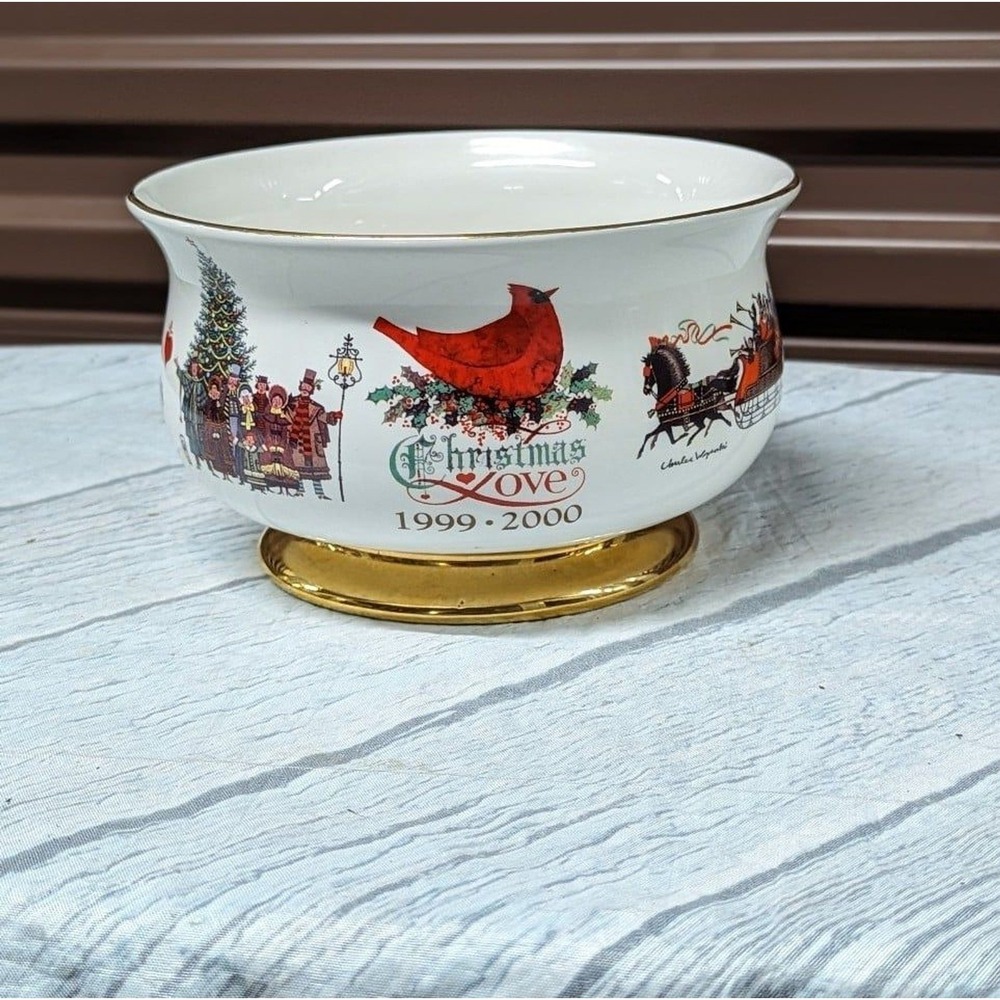 Vintage Teleflora Christmas Love 1999-2000 Cardinal Bowl Vase Millennium Decor